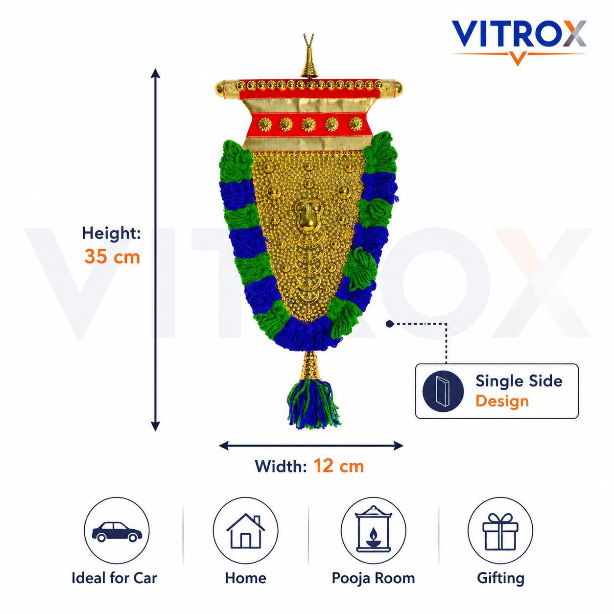 Vitrox Handmade Traditional Nettipattam Wall Hanging Décor – Single Side Design for Home & Pooja Room