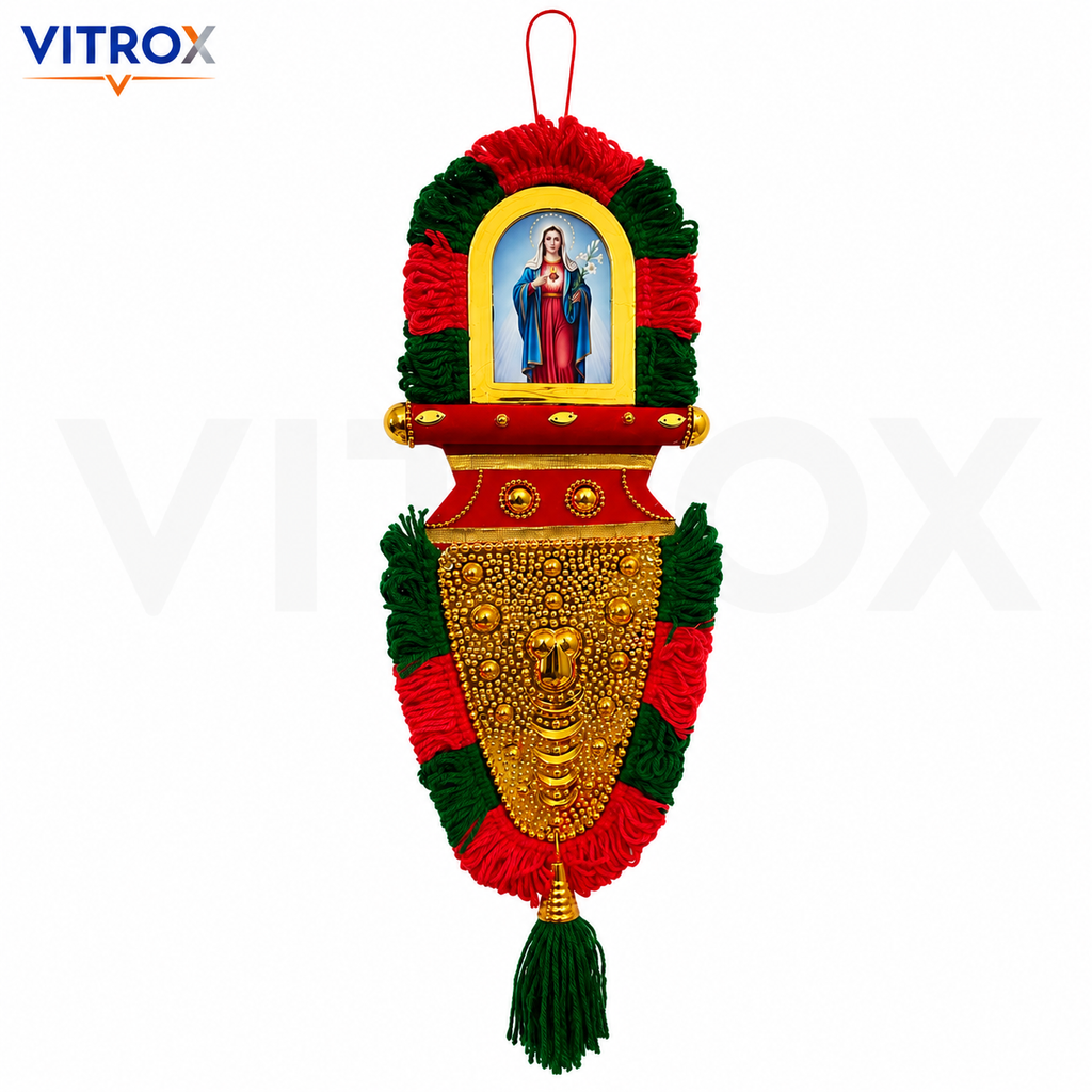 Vitrox Handmade Traditional Devotional Nettipattam Hanging Décor – Single Side Design for Home & Pooja Room