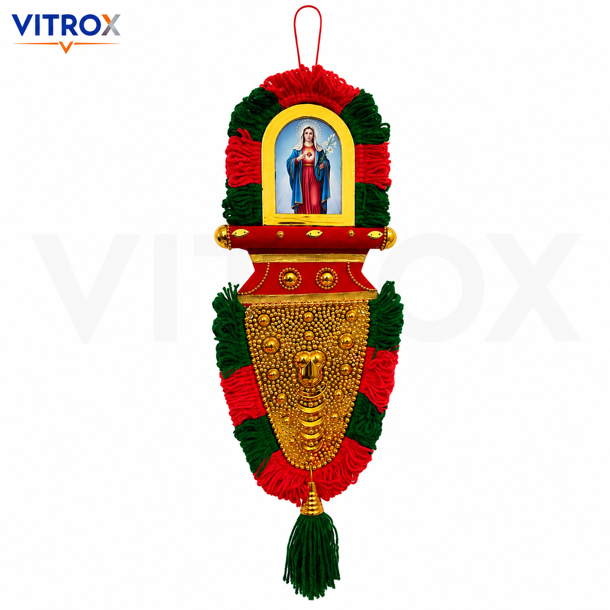 Vitrox Handmade Traditional Devotional Nettipattam Hanging Décor – Single Side Design for Home & Pooja Room