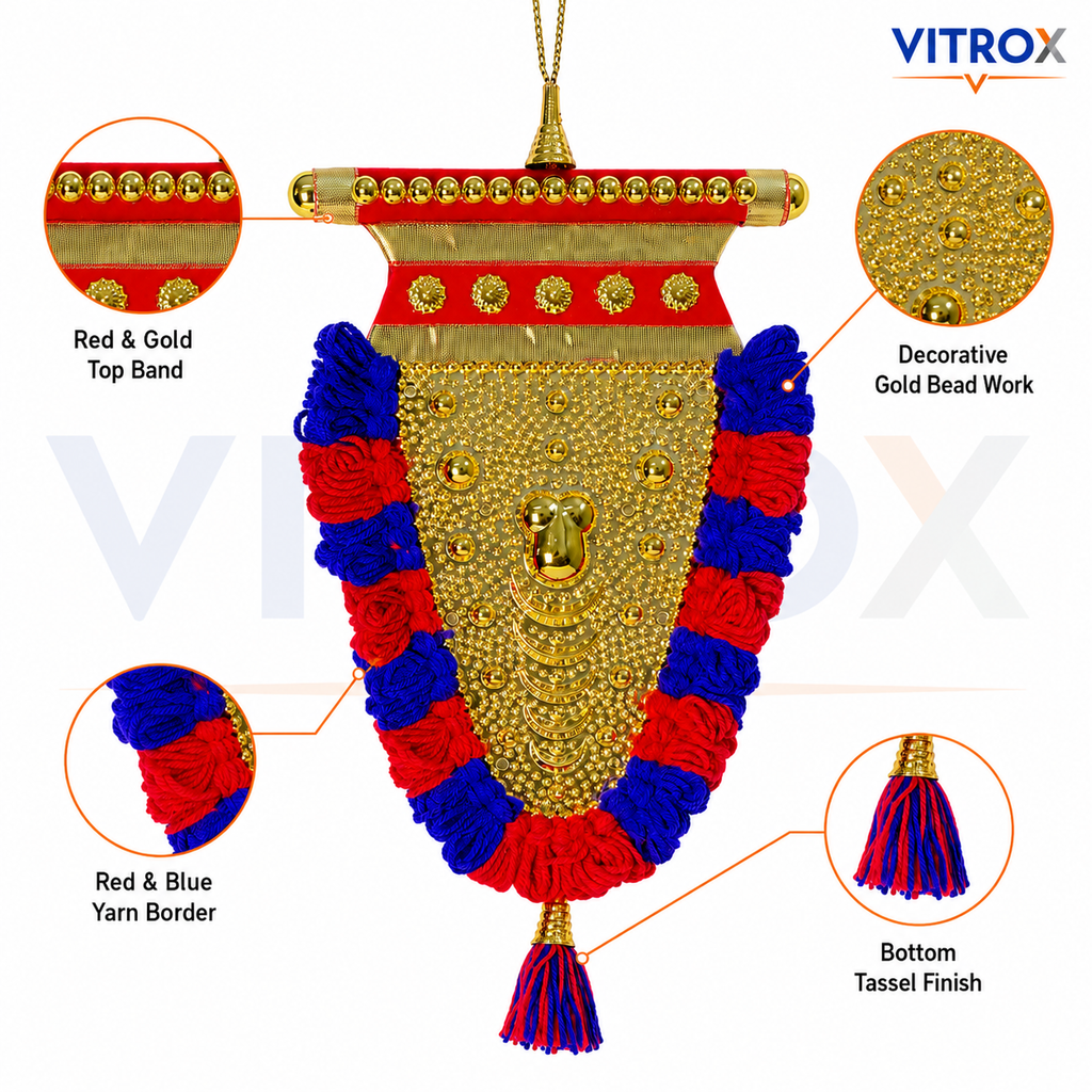 Vitrox Handmade Traditional Nettipattam Wall Hanging Décor – Single Side Design for Home & Pooja Room