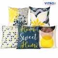 Vitrox Decorative Printed Cushion Cover Set – 5 Piece Set, 24 x 24 Inch Square Cushion Covers