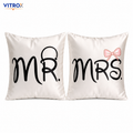 Vitrox MR & MRS Satin Cushion Cover Set – 2 Piece Set, 12 x 12 Inch Premium Imported Satin Cushion Covers