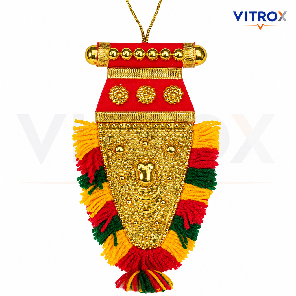 Vitrox Handmade Traditional Nettipattam Hanging NETTIPATTAM– Double Side Useable Car, Home & Pooja Room Décor | 20cm x 10cm
