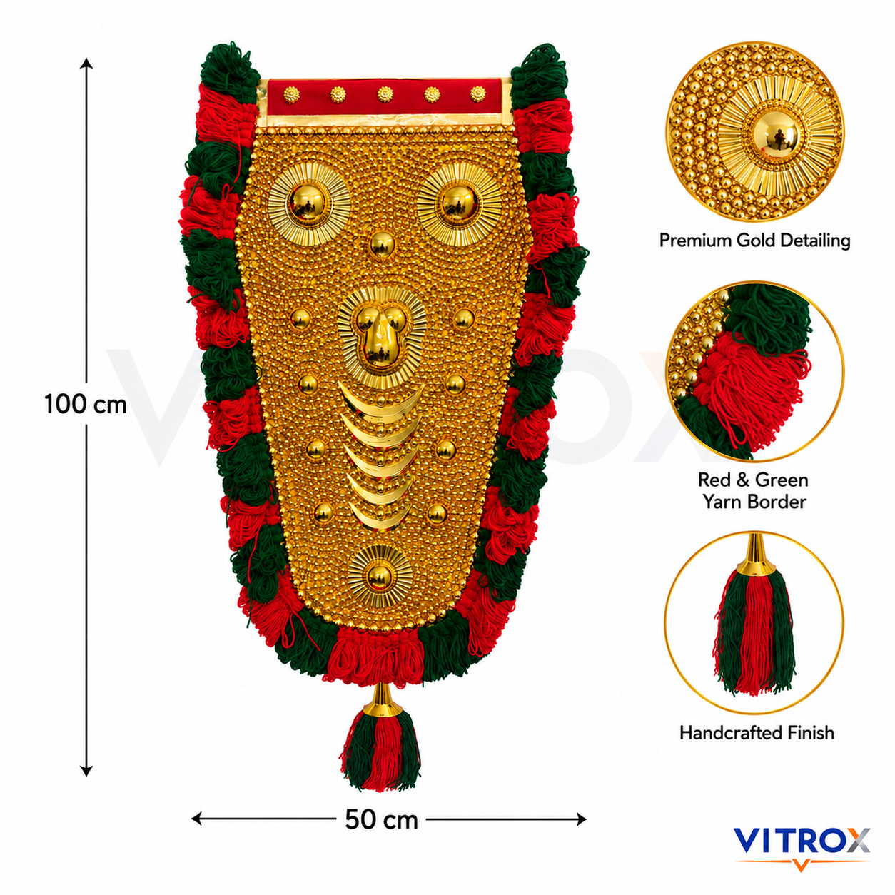 Vitrox Handmade Traditional Nettipattam Wall Hanging Décor – Single Side Design for Home Wall & Housewarming Gift