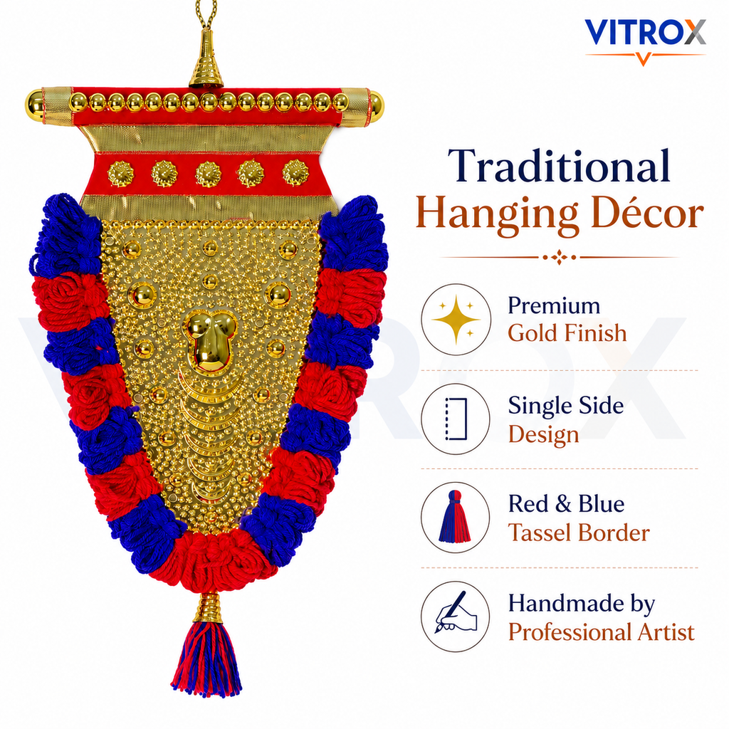 Vitrox Handmade Traditional Nettipattam Wall Hanging Décor – Single Side Design for Home & Pooja Room