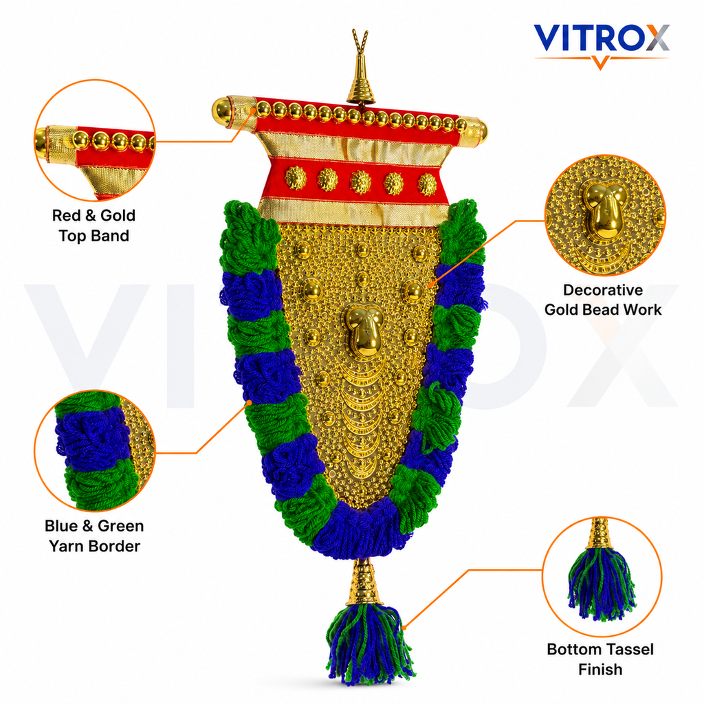 Vitrox Handmade Traditional Nettipattam Wall Hanging Décor – Single Side Design for Home & Pooja Room