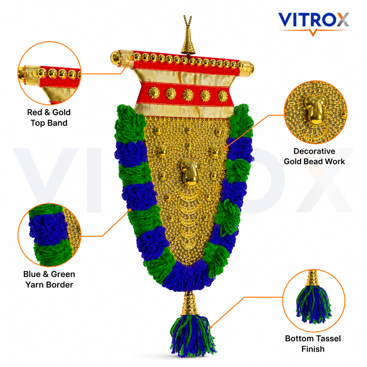 Vitrox Handmade Traditional Nettipattam Wall Hanging Décor – Single Side Design for Home & Pooja Room