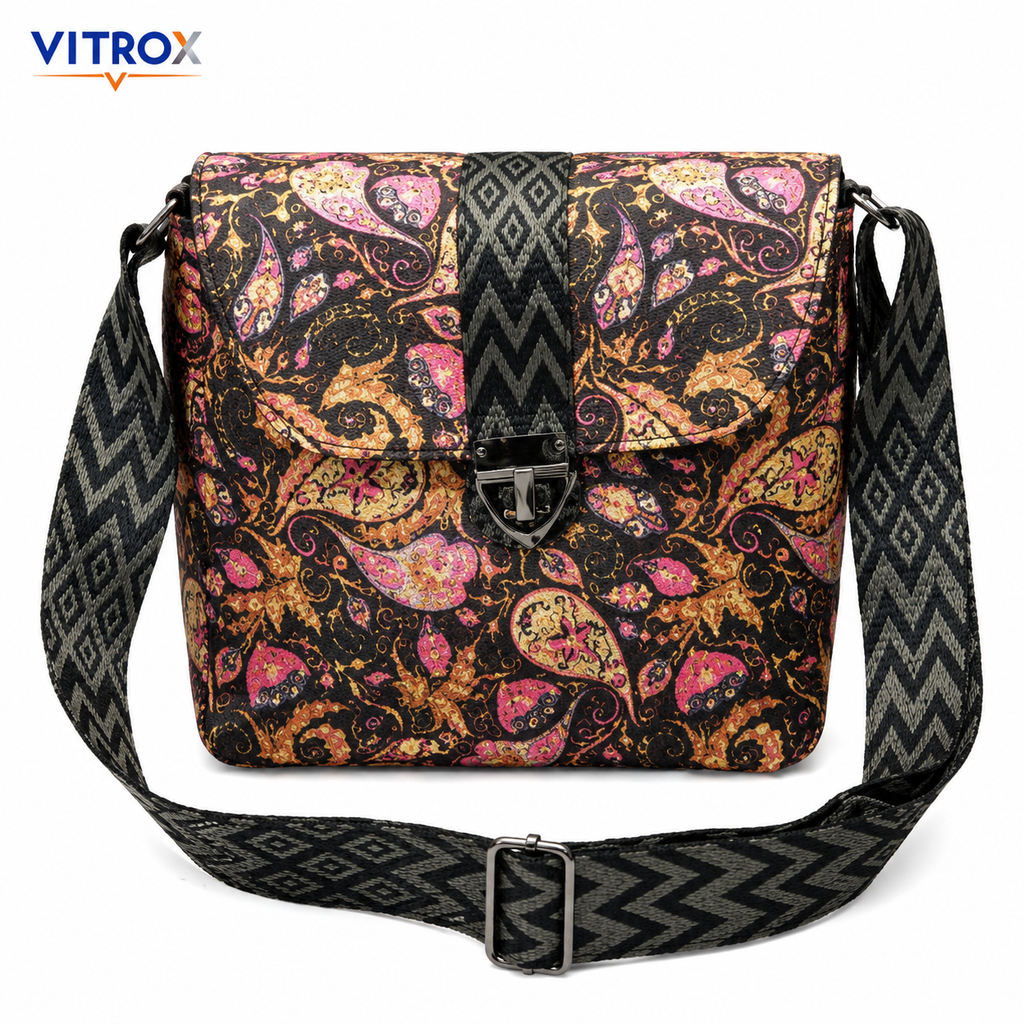 VITROX Imported Paisley Print Shoulder Bag with Adjustable Strap