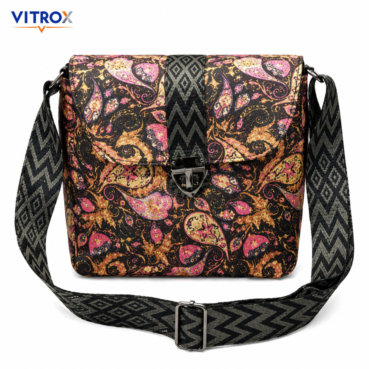 VITROX Imported Paisley Print Shoulder Bag with Adjustable Strap