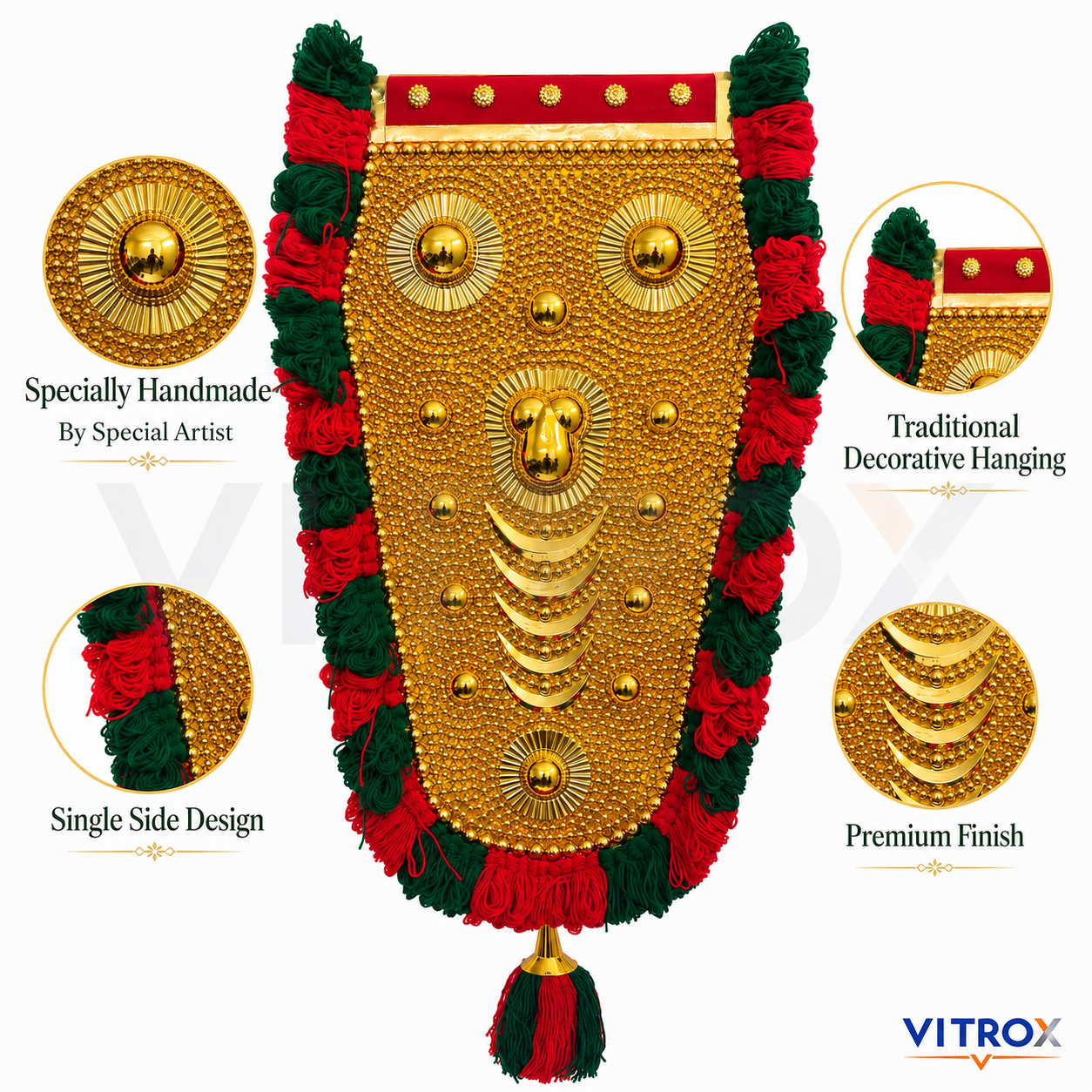 Vitrox Handmade Traditional Nettipattam Wall Hanging Décor – Single Side Design for Home Wall & Housewarming Gift