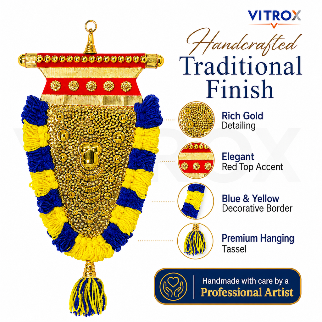 Vitrox Handmade Traditional Nettipattam Wall Hanging Décor – Single Side Design for Home & Pooja Room