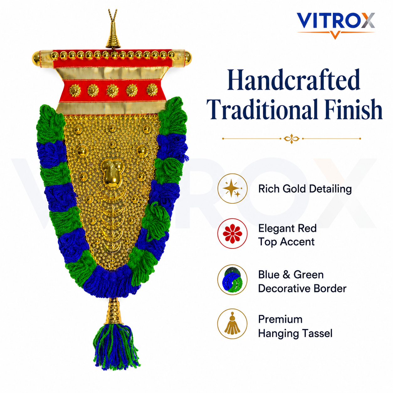 Vitrox Handmade Traditional Nettipattam Wall Hanging Décor – Single Side Design for Home & Pooja Room