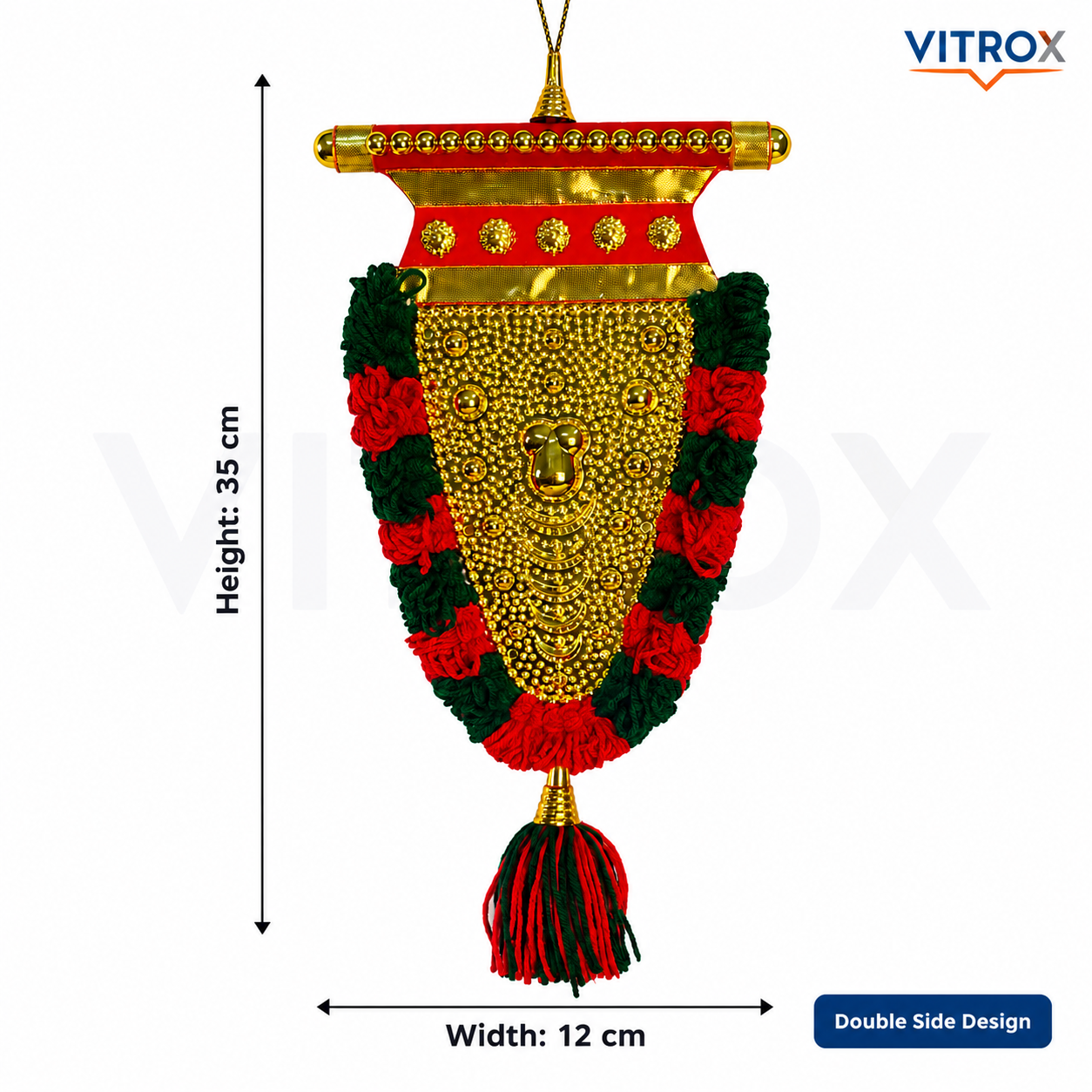 Vitrox Handmade Traditional Nettipattam Hanging Décor – Double Side Same Design for Wall, Home & Pooja Room