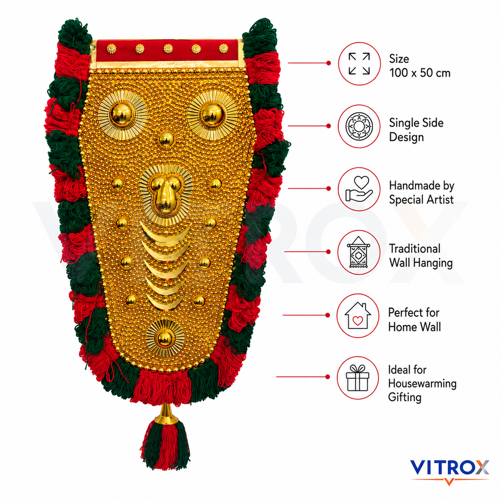 Vitrox Handmade Traditional Nettipattam Wall Hanging Décor – Single Side Design for Home Wall & Housewarming Gift