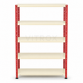 Slotted Angle Storage Rack 72 x 36 x 12 Inch 5 Tier - RED+ IVORY POWDER COATED