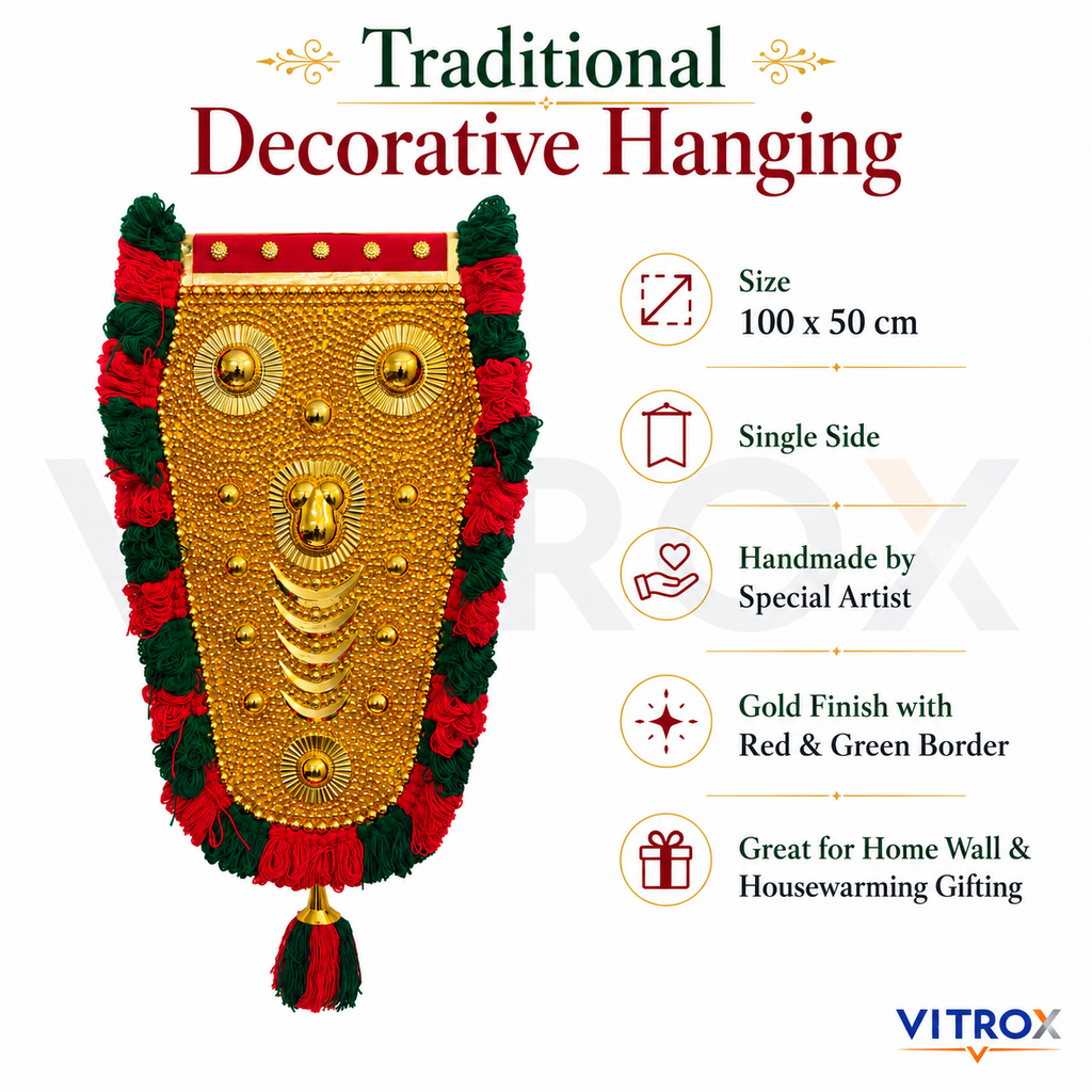 Vitrox Handmade Traditional Nettipattam Wall Hanging Décor – Single Side Design for Home Wall & Housewarming Gift