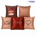 Vitrox Decorative Satin Cushion Cover Set – 5 Piece Set, 24 x 24 Inch Premium Imported Satin Cushion Covers
