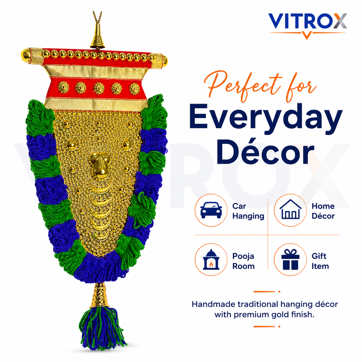 Vitrox Handmade Traditional Nettipattam Wall Hanging Décor – Single Side Design for Home & Pooja Room