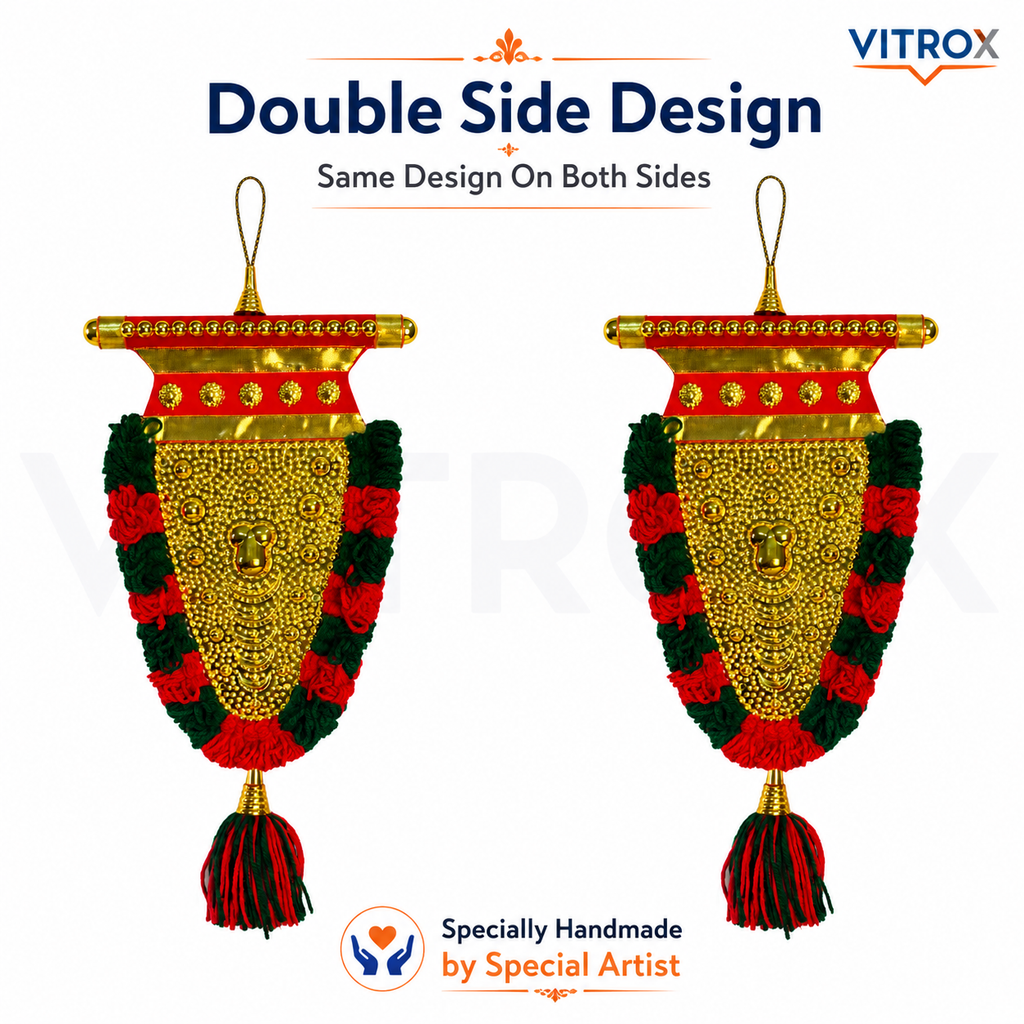 Vitrox Handmade Traditional Nettipattam Hanging Décor – Double Side Same Design for Wall, Home & Pooja Room