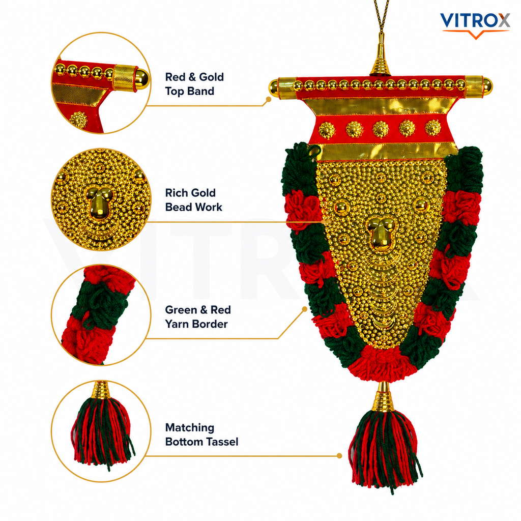 Vitrox Handmade Traditional Nettipattam Hanging Décor – Double Side Same Design for Wall, Home & Pooja Room