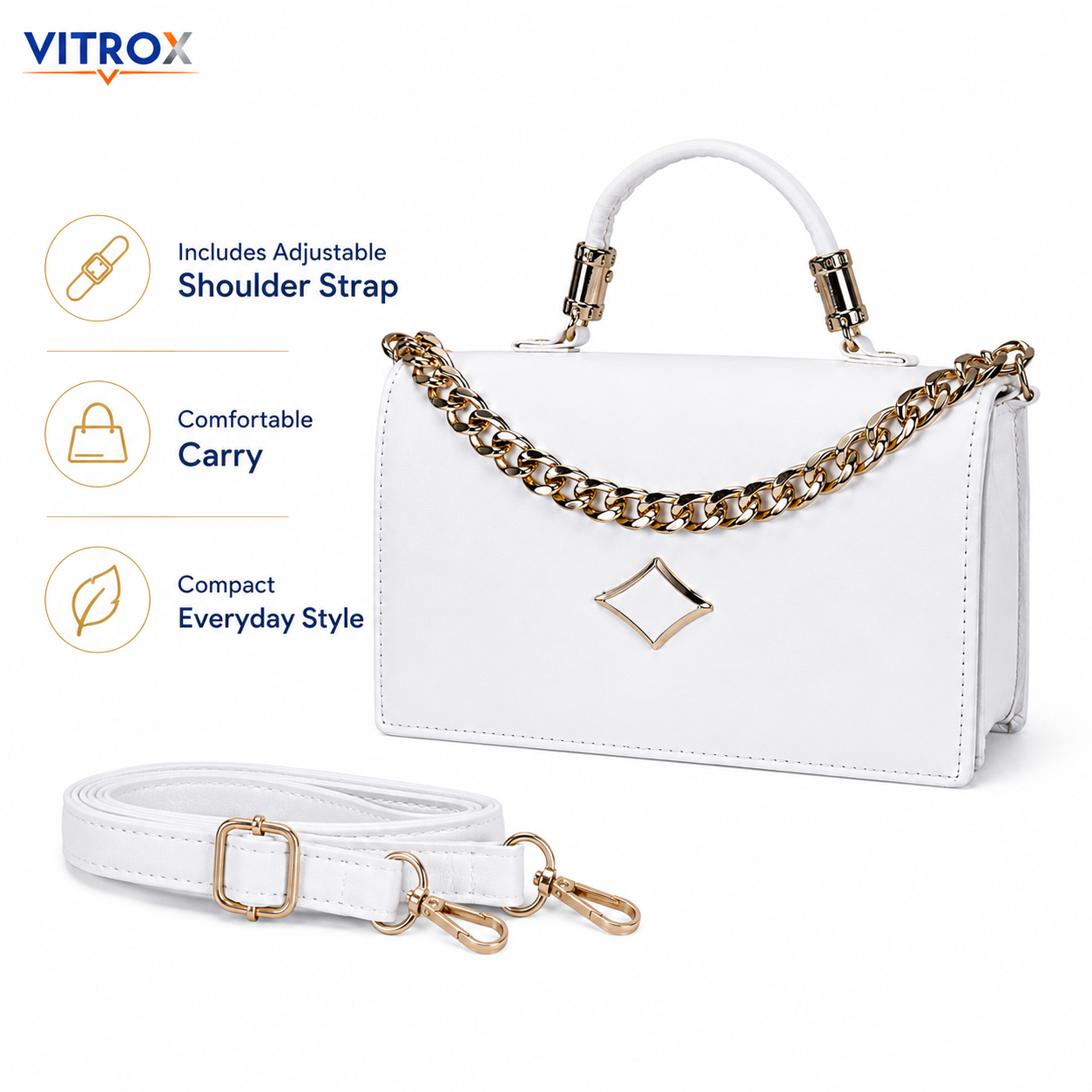 Women’s Structured White Handbag