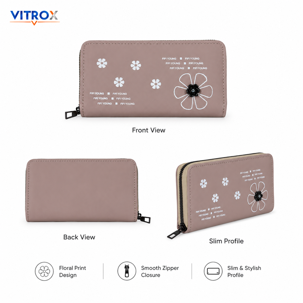 Floral Zip-Around Long Wallet for Women