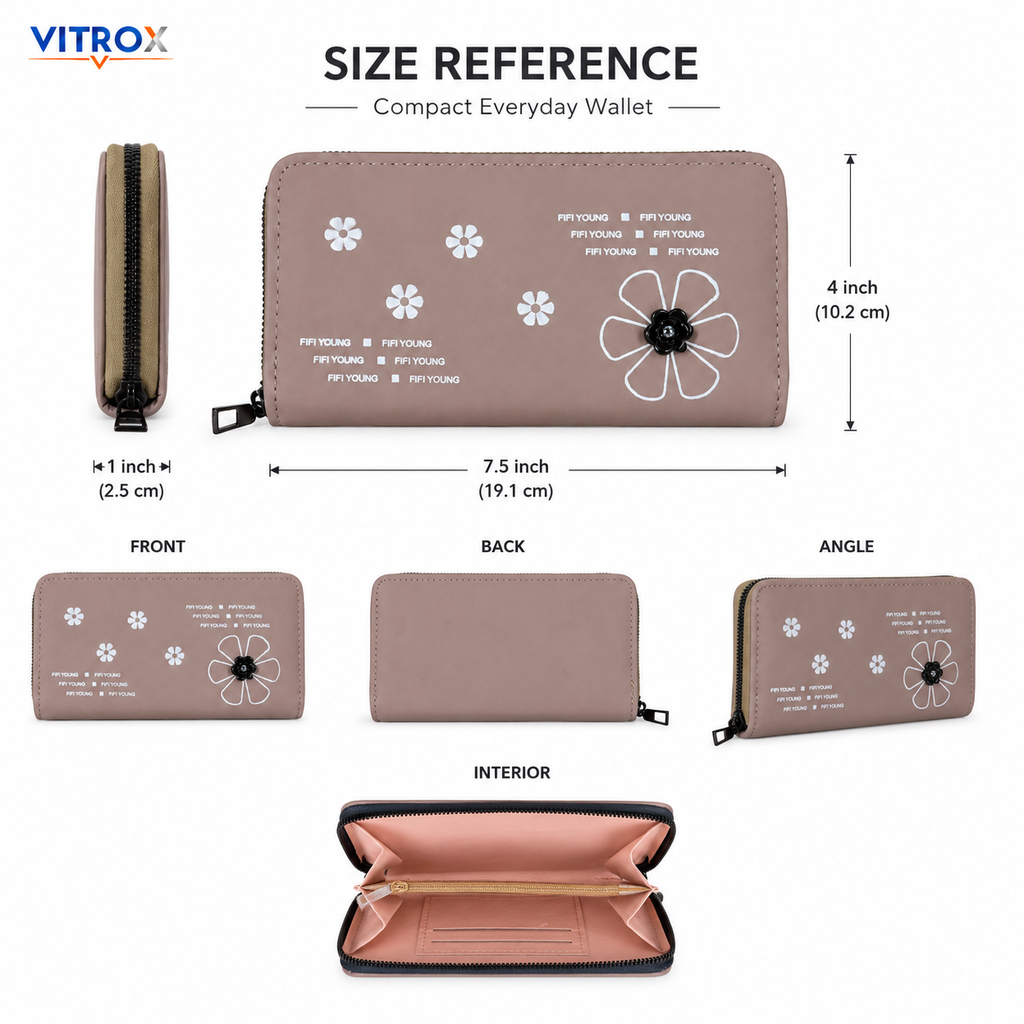 Floral Zip-Around Long Wallet for Women
