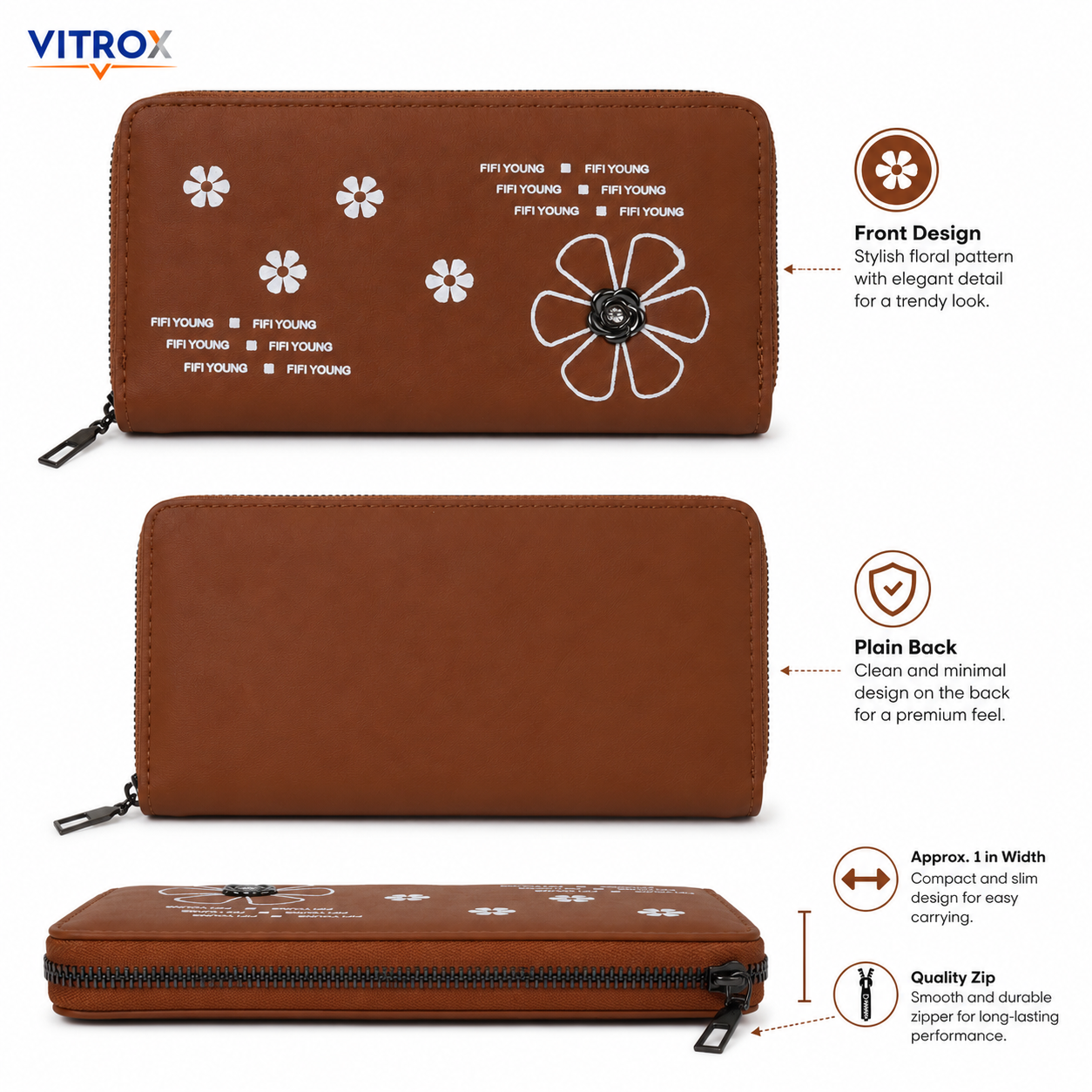 Women’s Floral Zip-Around Wallet Clutch