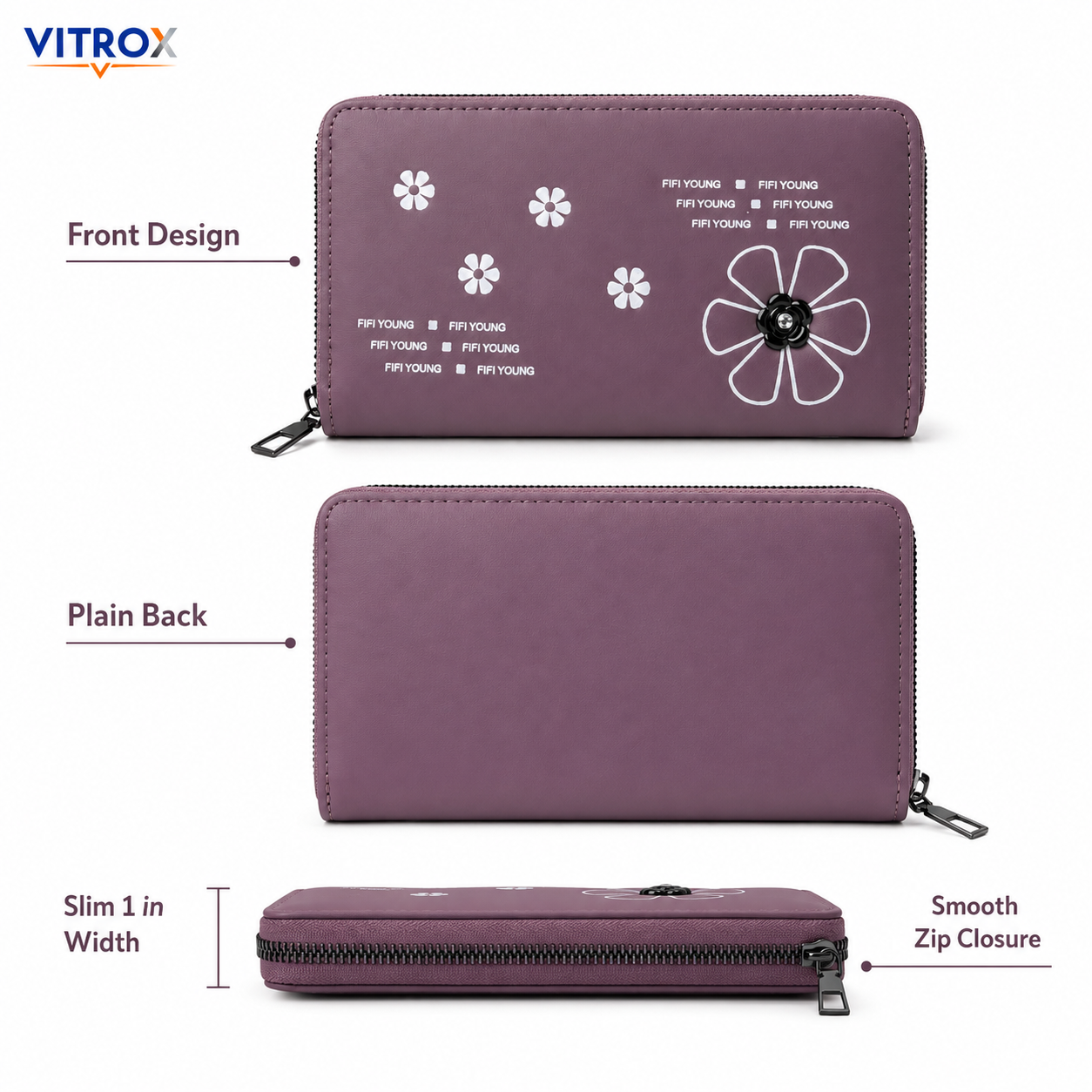 Women’s Floral Zip-Around Wallet Clutch
