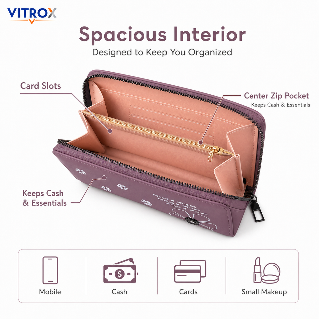 Women’s Floral Zip-Around Wallet Clutch