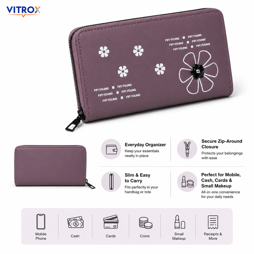 Women’s Floral Zip-Around Wallet Clutch