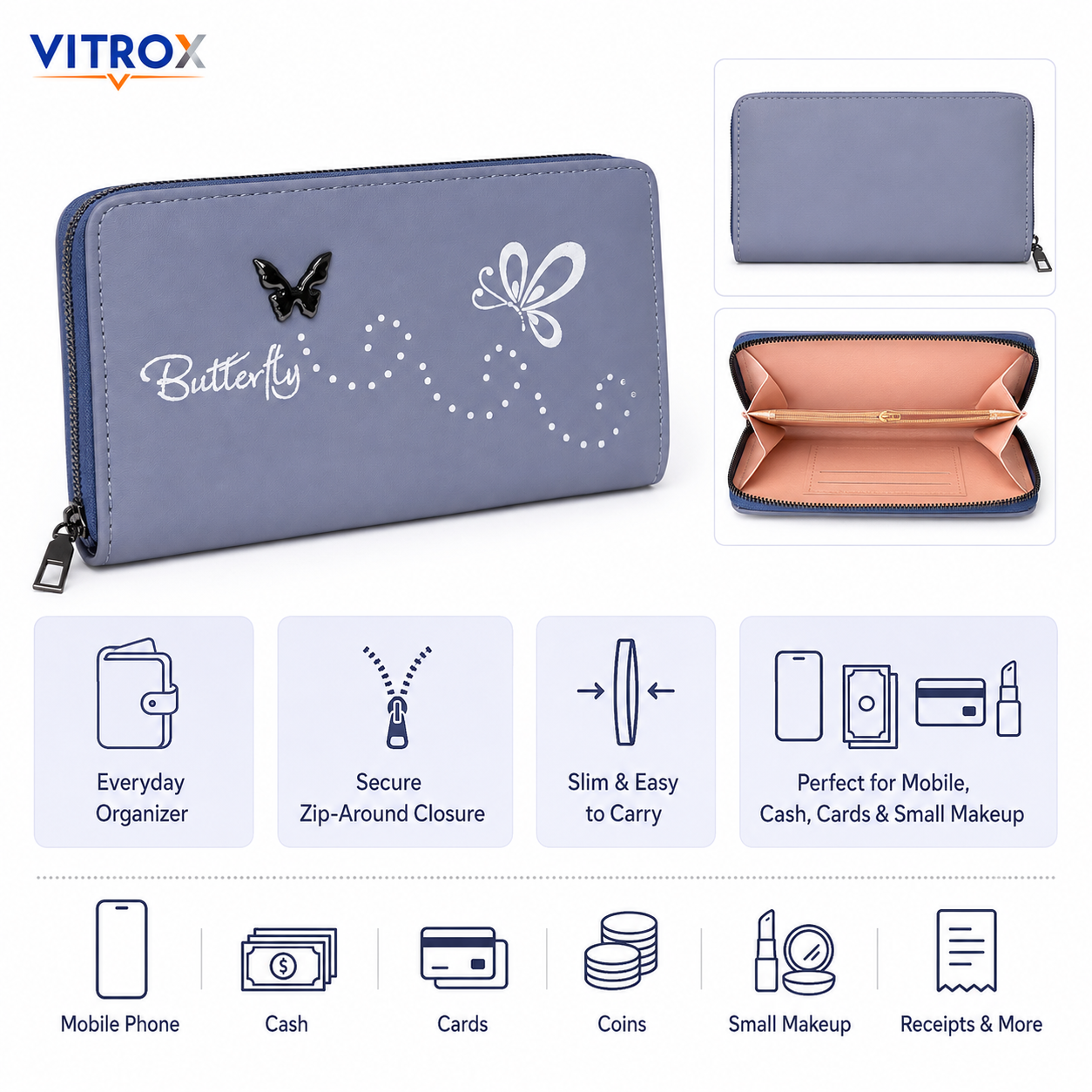 Women’s Zip-Around Wallet Clutch