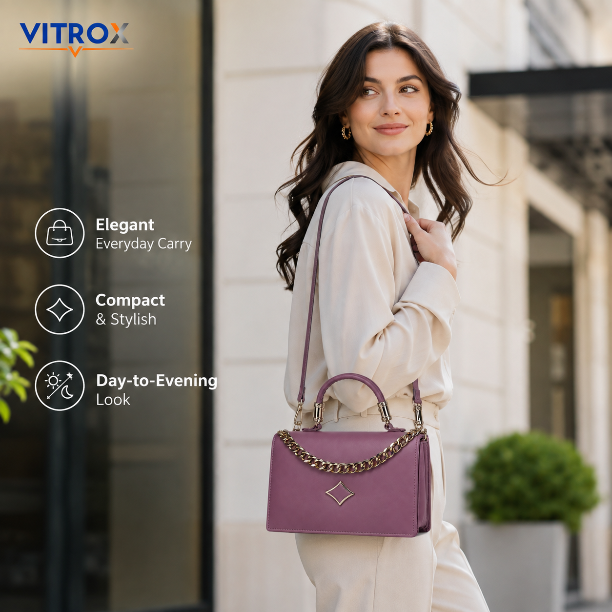 Elegant Structured Handbag with Adjustable Shoulder Strap