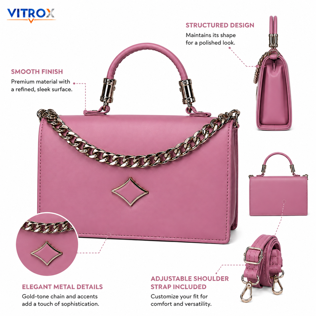 Women’s Elegant Structured Handbag with Adjustable Shoulder Strap