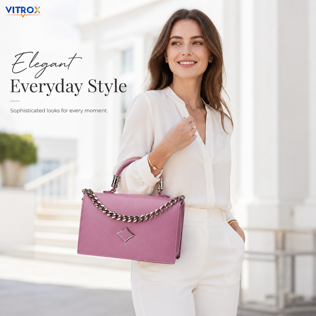 Women’s Elegant Structured Handbag with Adjustable Shoulder Strap