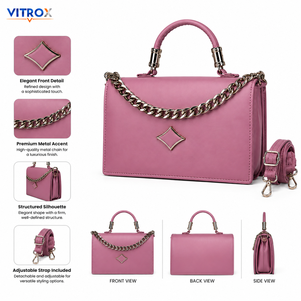 Women’s Elegant Structured Handbag with Adjustable Shoulder Strap
