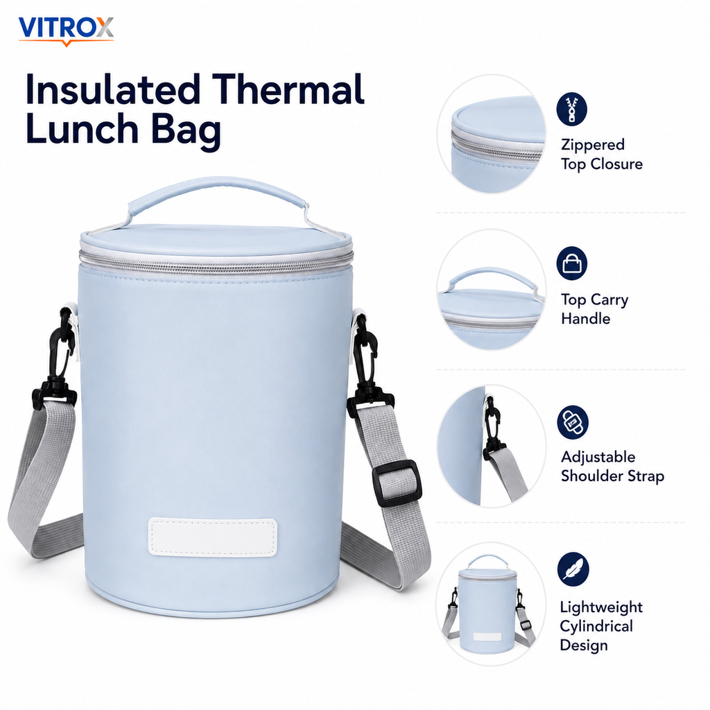 Cylindrical Insulated Thermal Lunch & Tiffin Bag