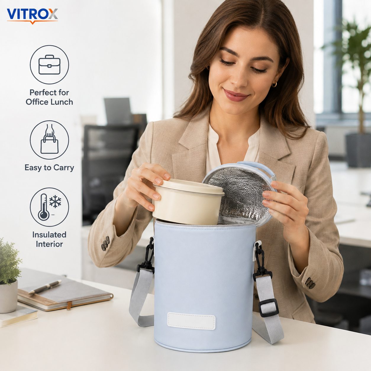 Cylindrical Insulated Thermal Lunch & Tiffin Bag