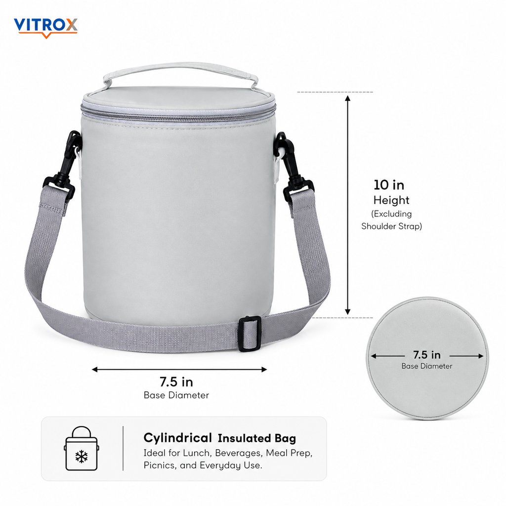 Cylindrical Insulated Thermal Lunch & Tiffin Bag