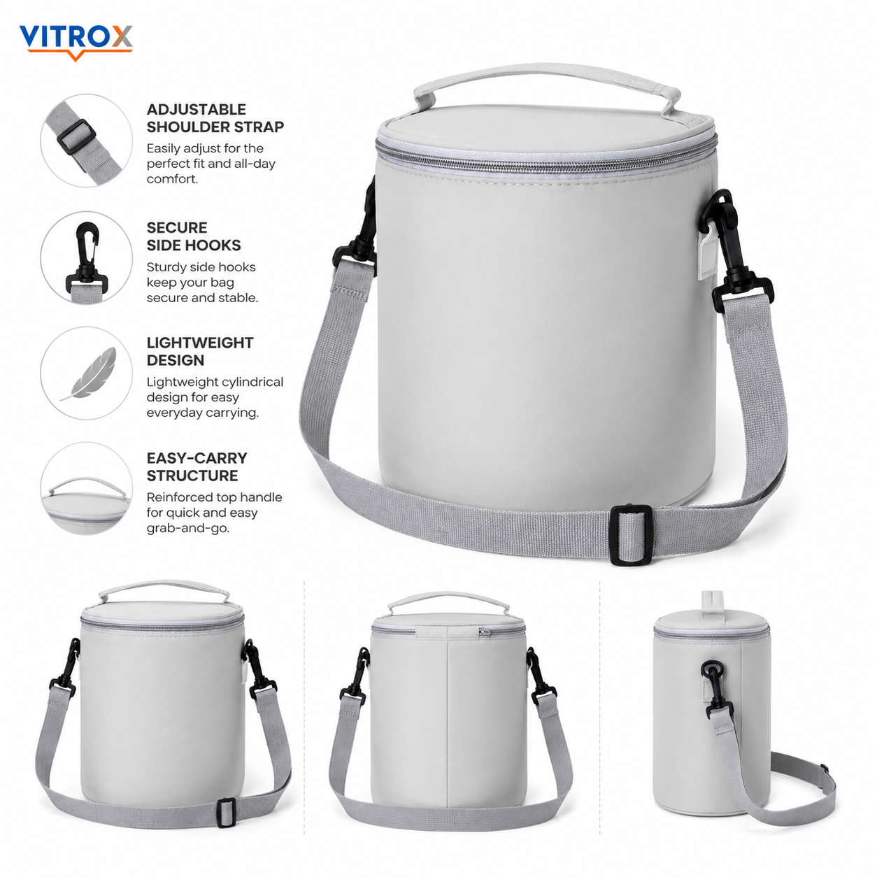 Cylindrical Insulated Thermal Lunch & Tiffin Bag