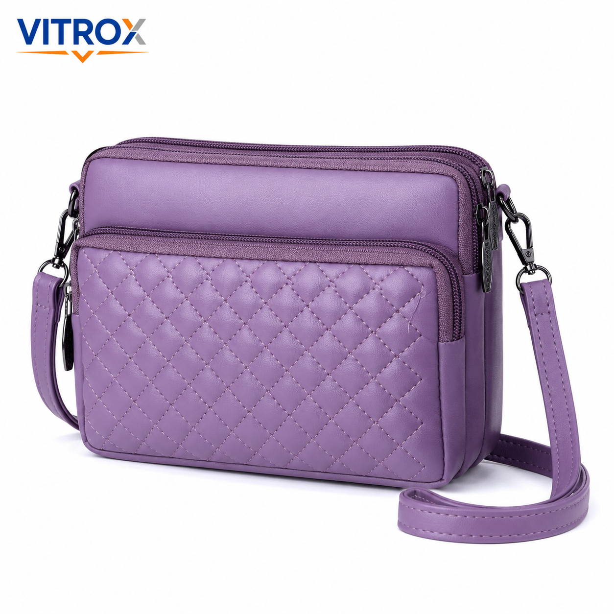 Women’s Quilted Multi-Zip Crossbody Bag