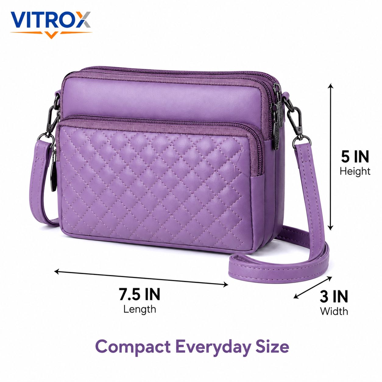 Women’s Quilted Multi-Zip Crossbody Bag