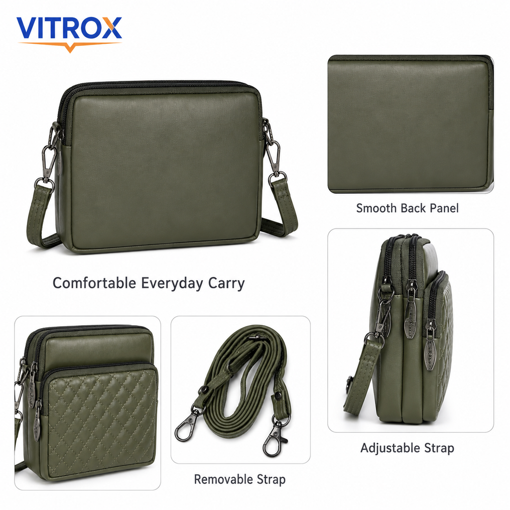 Women’s Quilted Multi-Compartment Crossbody Bag