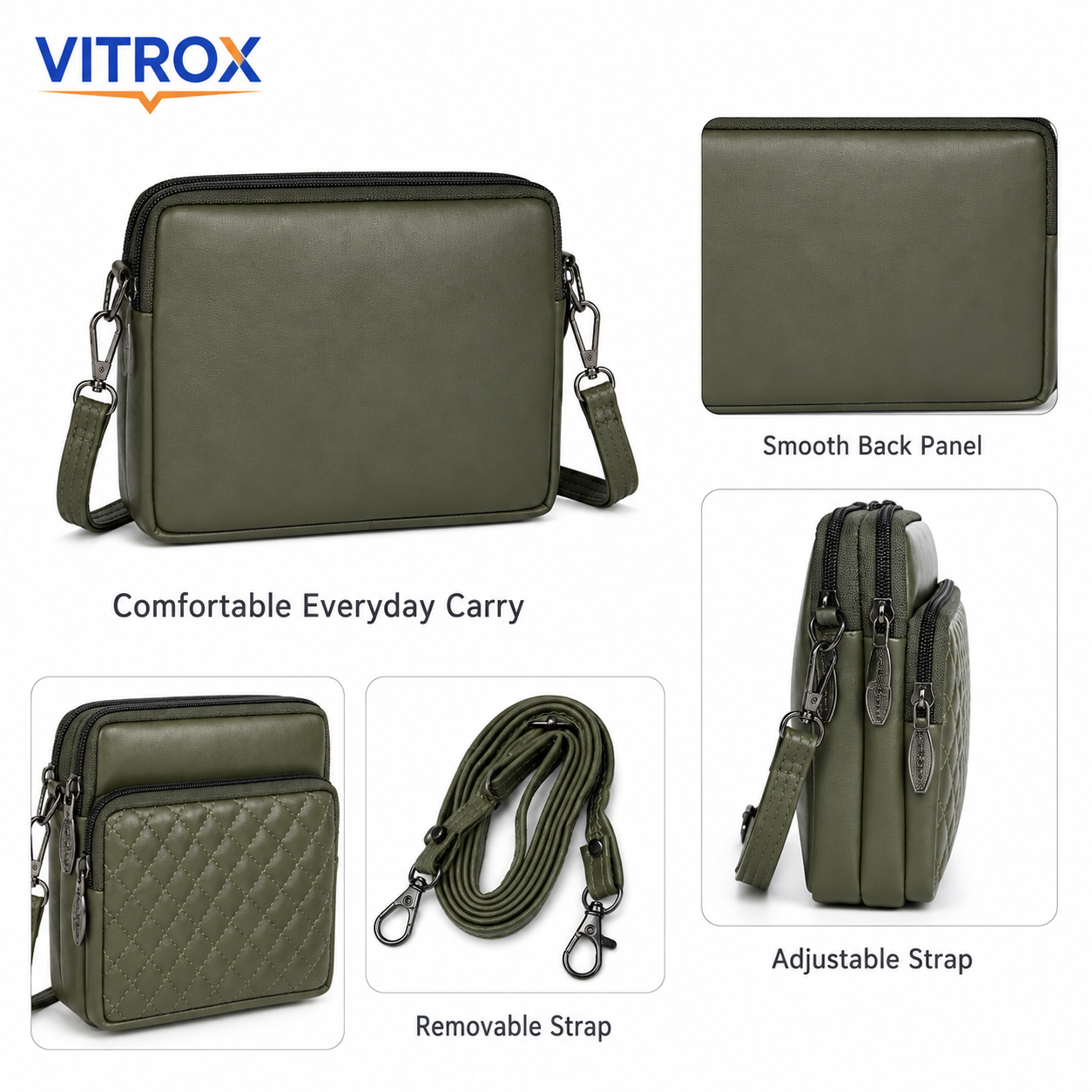 Women’s Quilted Multi-Compartment Crossbody Bag