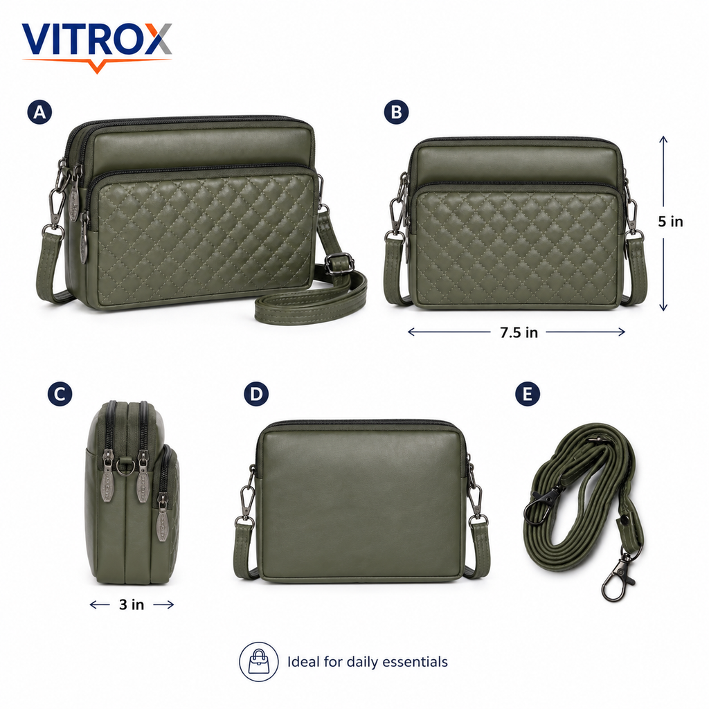 Women’s Quilted Multi-Compartment Crossbody Bag