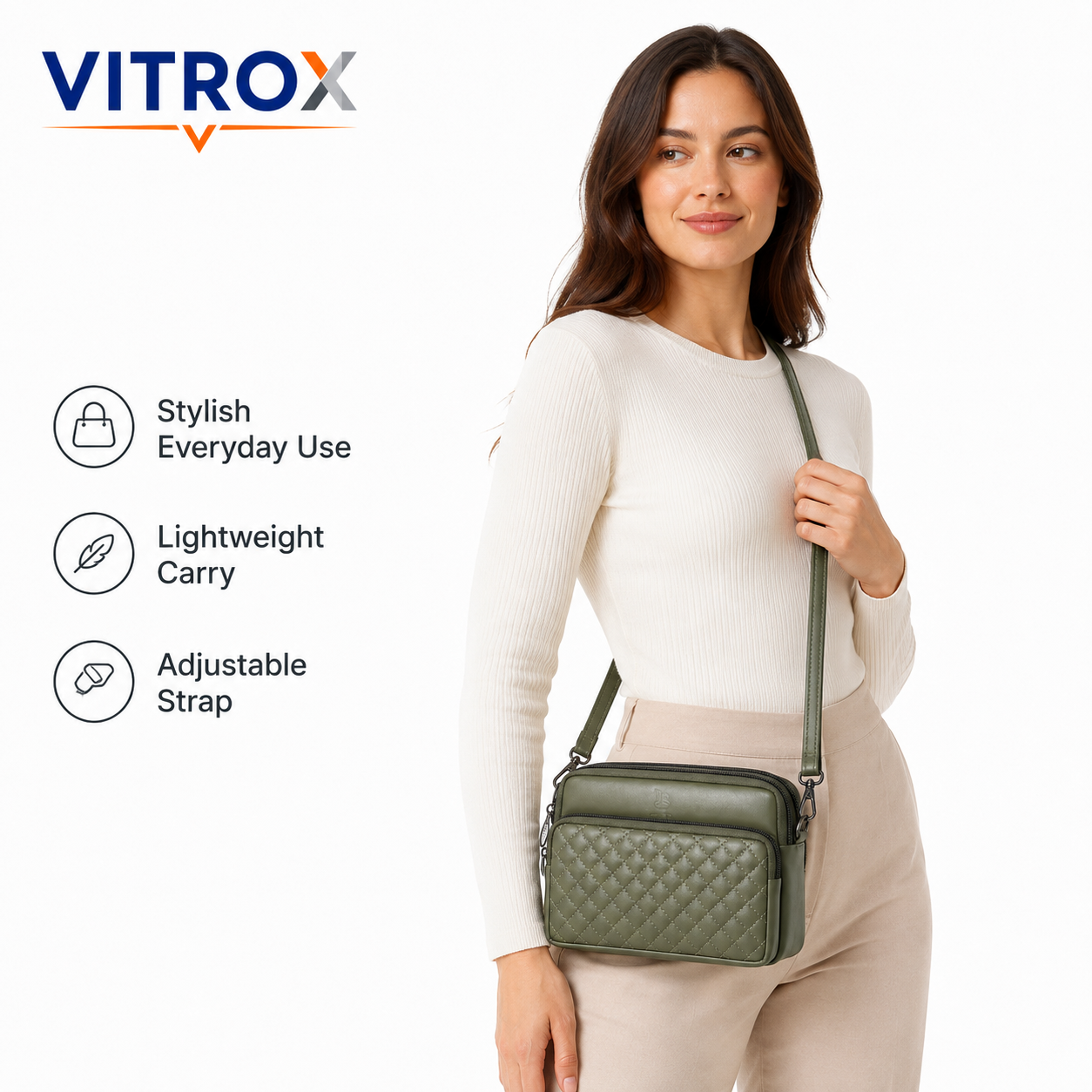 Women’s Quilted Multi-Compartment Crossbody Bag