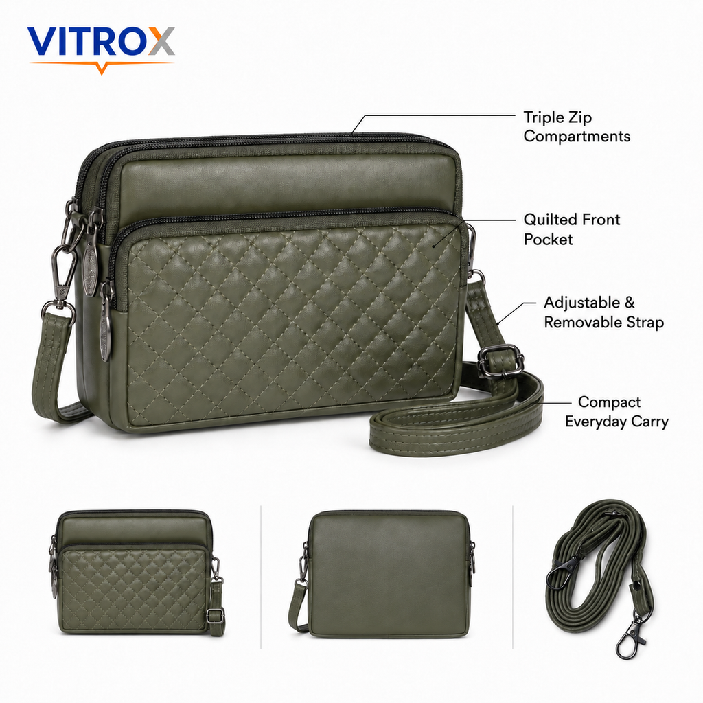 Women’s Quilted Multi-Compartment Crossbody Bag