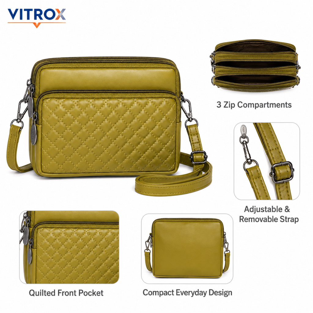 Women’s Quilted Multi-Compartment Crossbody Bag