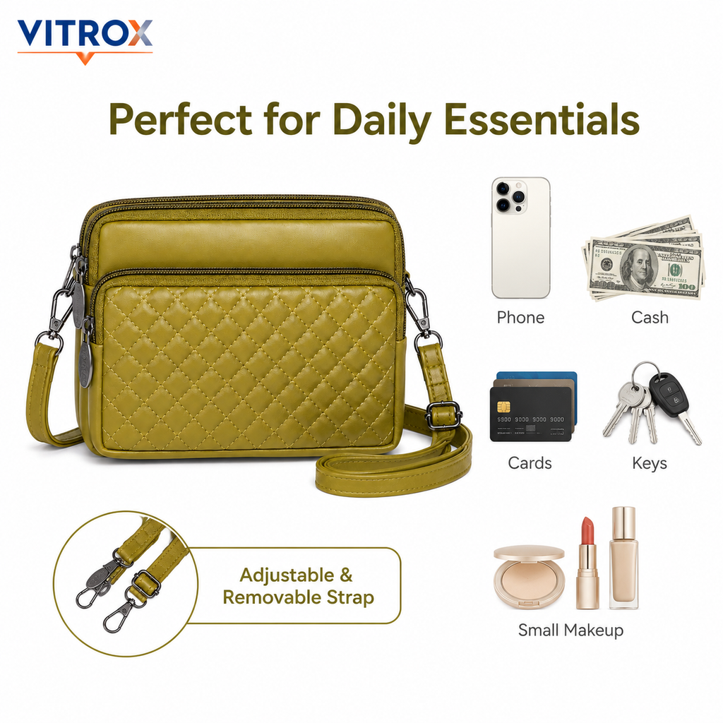 Women’s Quilted Multi-Compartment Crossbody Bag