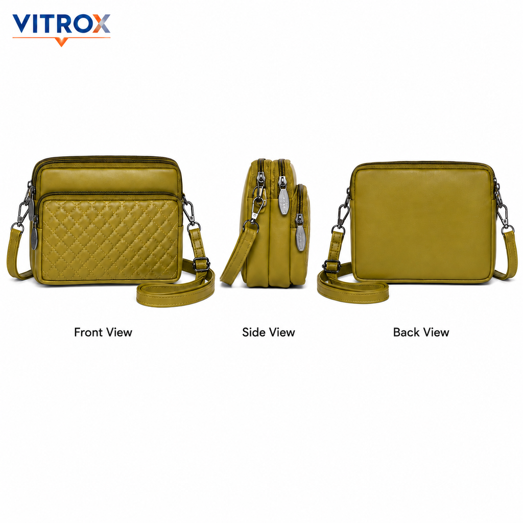 Women’s Quilted Multi-Compartment Crossbody Bag